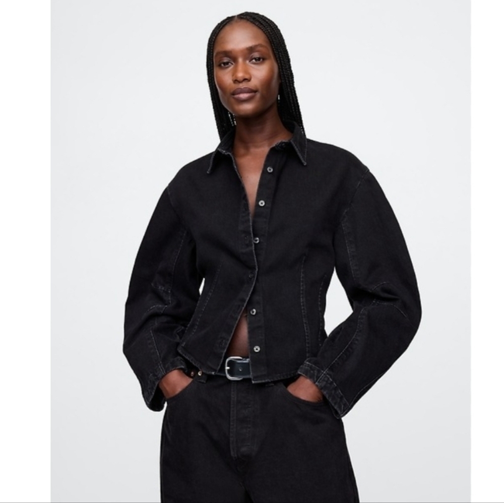 Gap Black Barrel Sleeve Denim Jacket